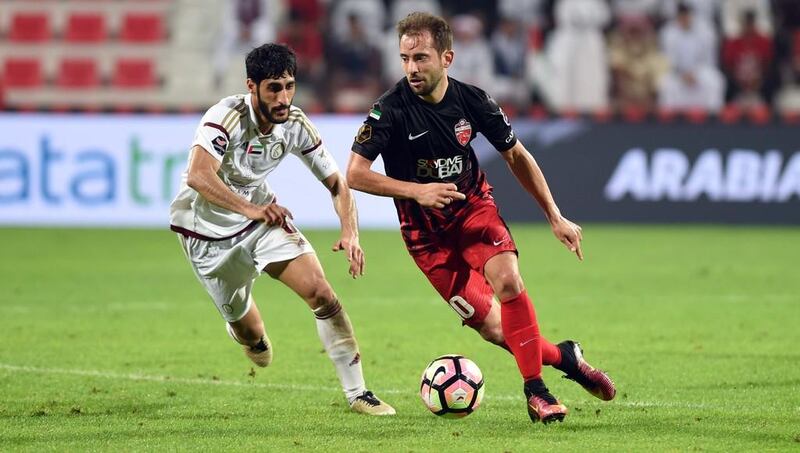 Everton Ribeiro and Al Ahli moved into third in the Arabian Gulf League on Saturday night, with 18 points from nine matches, five behind leaders Al Jazira. Photo Courtesy / Arshad Khan / AGL / December 3, 2016