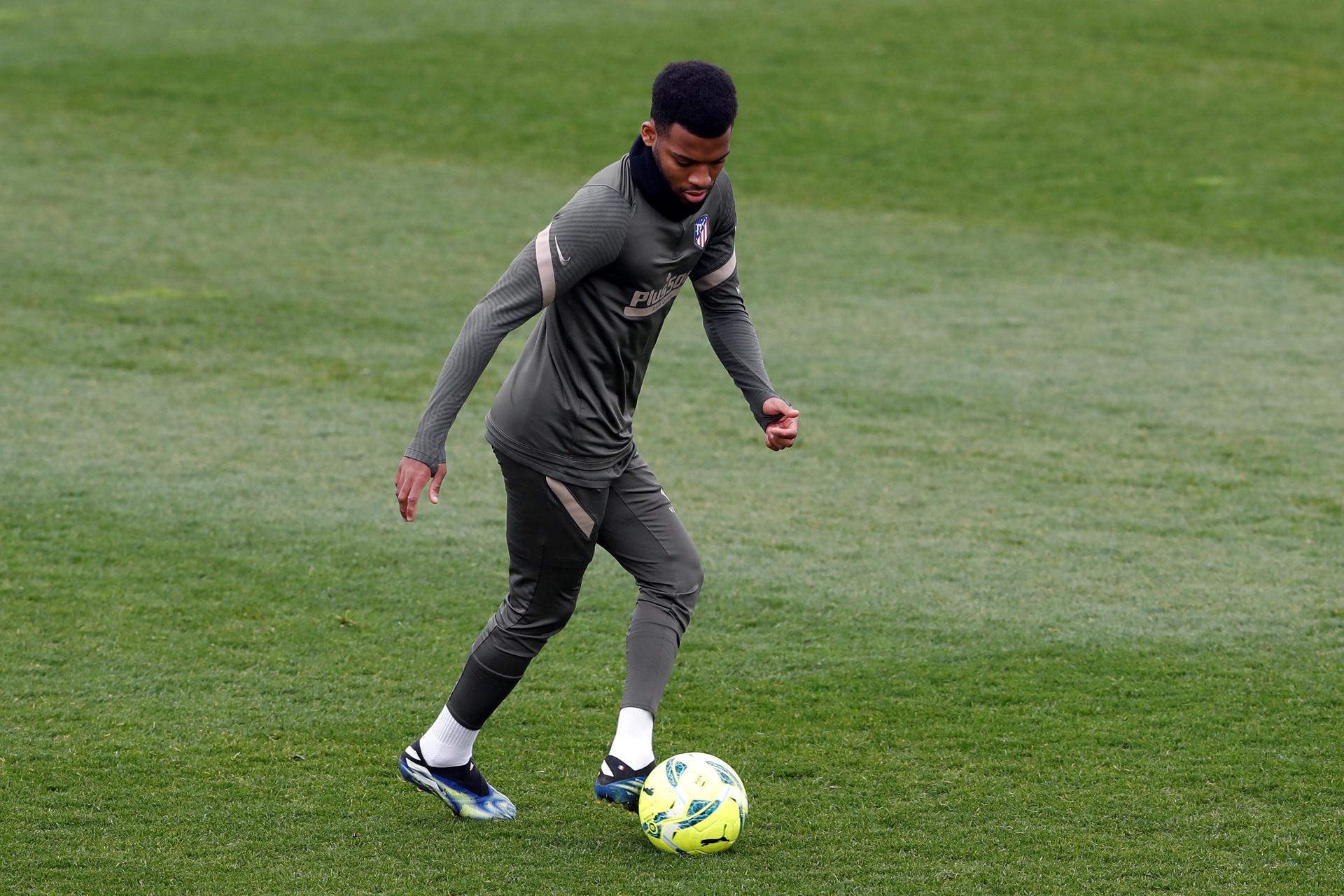 Atletico Madrid's French midfield Thomas Lemar during training ahead of the Madrid derby. EPA