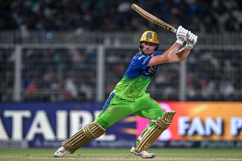 Royal Challengers Bengaluru's Will Jacks on his way to a total of 55 off 32 balls. AFP