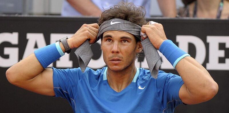 Rafael Nadal reacts during the Rome Masters final against Novak Djokovic, which he lost. Claudio Onorati / EPA / May 18, 2014 