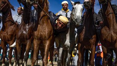Riders from the Beni Arous tribe attend a traditional equestrian game of 'Mata' in Morocco's Larache province. AFP