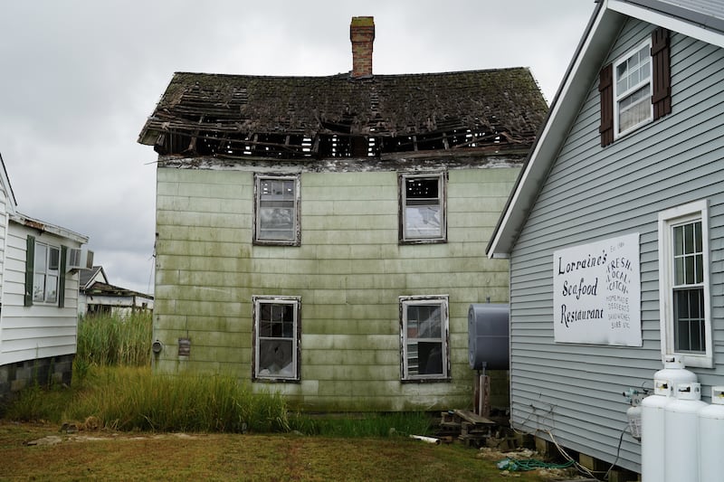 An old abandoned house on Tangier Island. The island's population has decreased significantly in recent years.