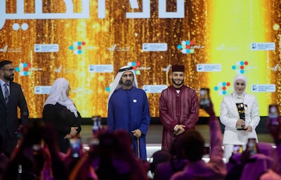 The Arab Hope Makers finalists during the awards ceremony at the Coca-Cola Arena. Ruel Pableo/The National