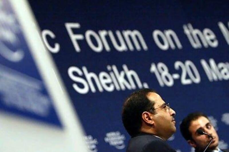 Mohammed Alshaya, left, speaks at the World Economic Forum on the Middle East in Egypt last month. Salah Malkawi / Getty Images