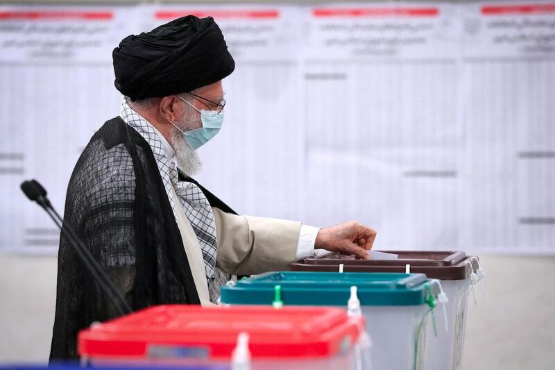 Iran's supreme leader Ayatollah Ali Khamenei casts his vote in the Iranian presidential election in Tehran. Reuters