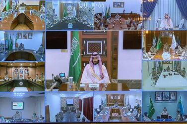 Saudi Crown Prince Mohammed bin Salman holds Zoom call with military leaders. Saudi authorities.