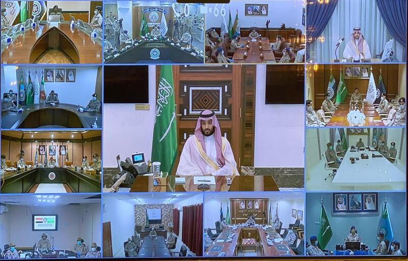 Saudi Crown Prince Mohammed bin Salman holds Zoom call with military leaders. Saudi authorities.