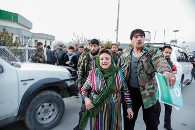 Hawa Alam Nuristani, head of the Independent Election Commission of Afghanistan (IEC) arrives for the final presidential election results announcement in Kabul, Afghanistan February 18, 2020 REUTERS/Mohammad Ismail