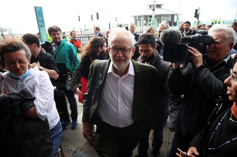 Jeremy Corbyn arrives at a Labour conference fringe event, in Brighton. Reuters