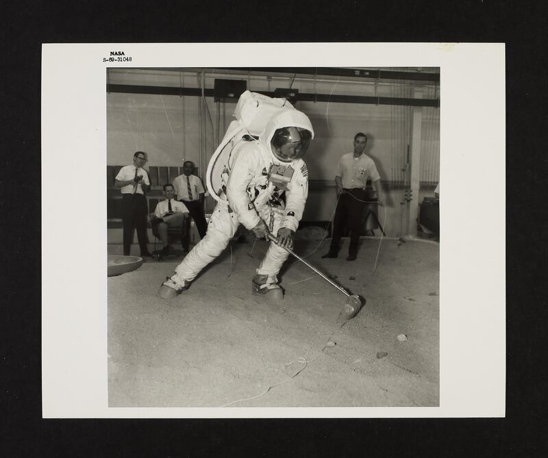 A Nasa photograph from the Apollo 11 mission. Ten such photos are up for auction, including four signed by Buzz Aldrin. Estimate: Dh9,182 to Dh12,855