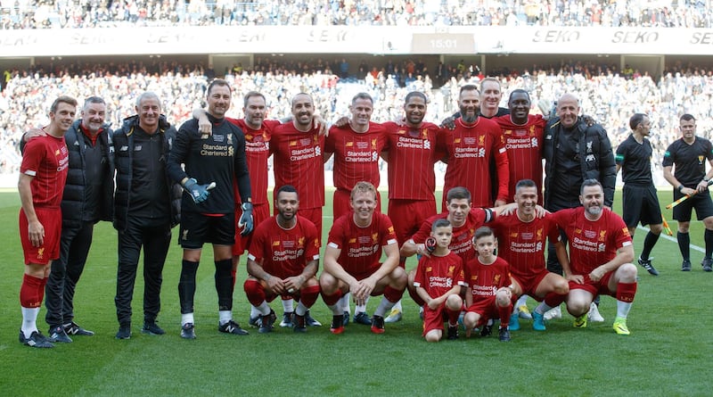 Gerrard with Liverpool icons in Glasgow. Press Association