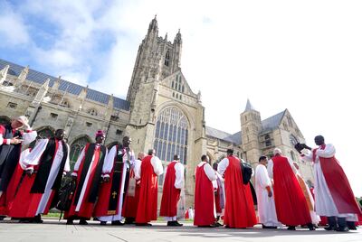 Bishops from around the world arrive for the opening service at the 15th Lambeth Conference at Canterbury cathedral in Kent. PA.