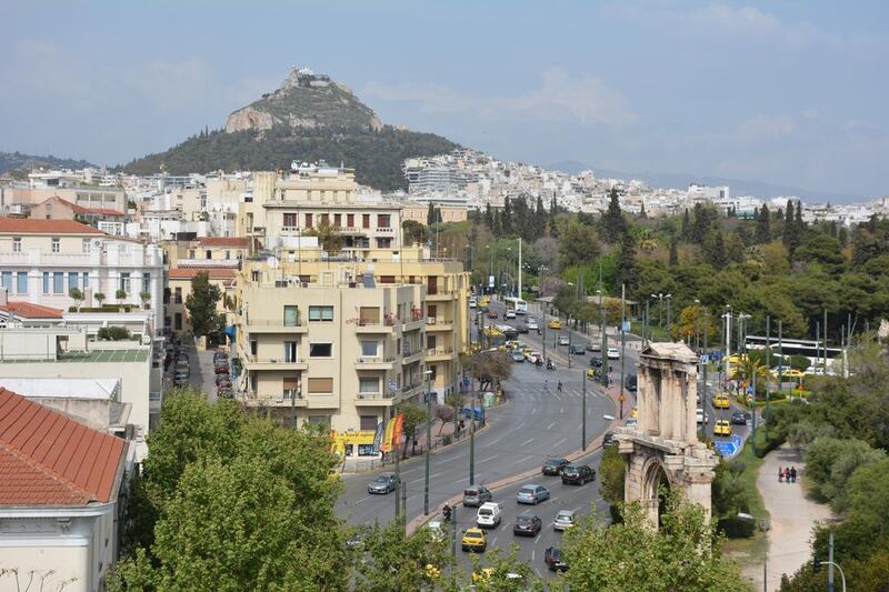 Lycabettus Hill with the Arch of Hadrian in the foreground. Rosemary Behan