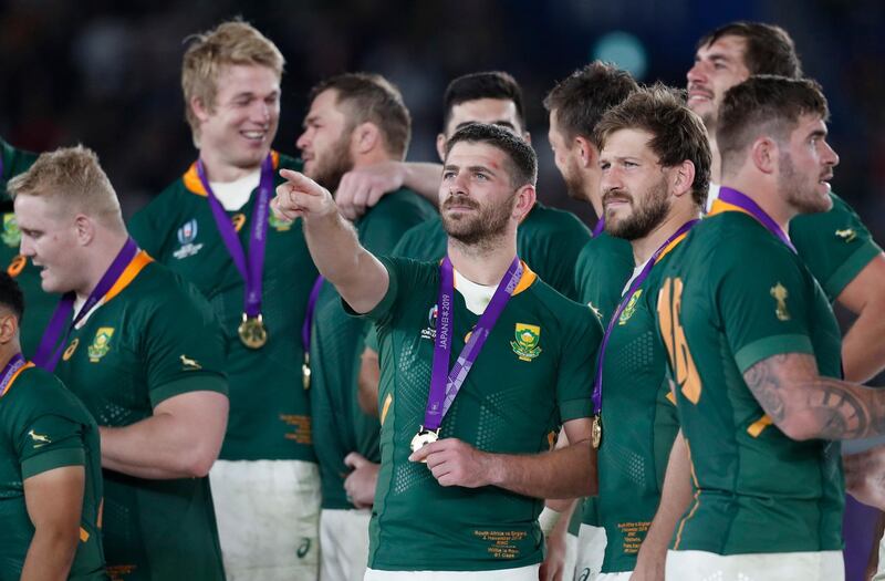 South Africa's Frans Steyn and Willie le Roux. Reuters