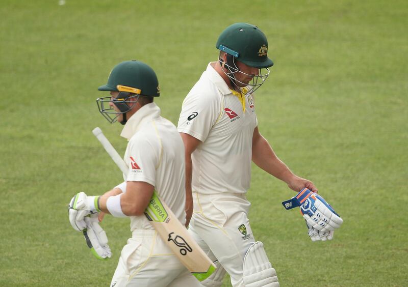 Finch of Australia leaves the field after being dismissed by Abbas. Getty Images
