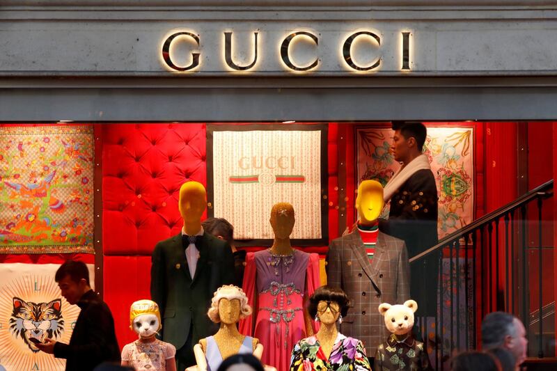 FILE PHOTO: A Gucci sign is seen outside a shop in Paris, France, December 18, 2017. REUTERS/Charles Platiau/File Photo