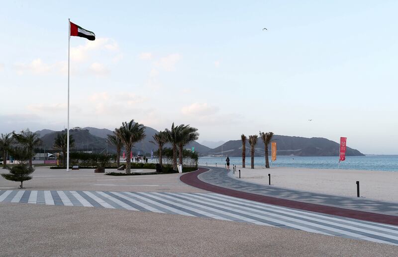 SHARJAH, UNITED ARAB EMIRATES , Feb 12  – 2020 :-  View of the newly opened Khor Fakkan public beach at the Khor Fakkan area in Sharjah.  (Pawan  Singh / The National) For Photo Feature 