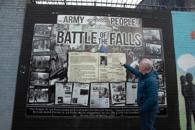 Stories and pictures telling the events of the troubles as seen on the International Mural on Northumberland Street in west Belfast, County Antrim, Northern Ireland. 03 Feb 2022.   Credit: Paul McErlane