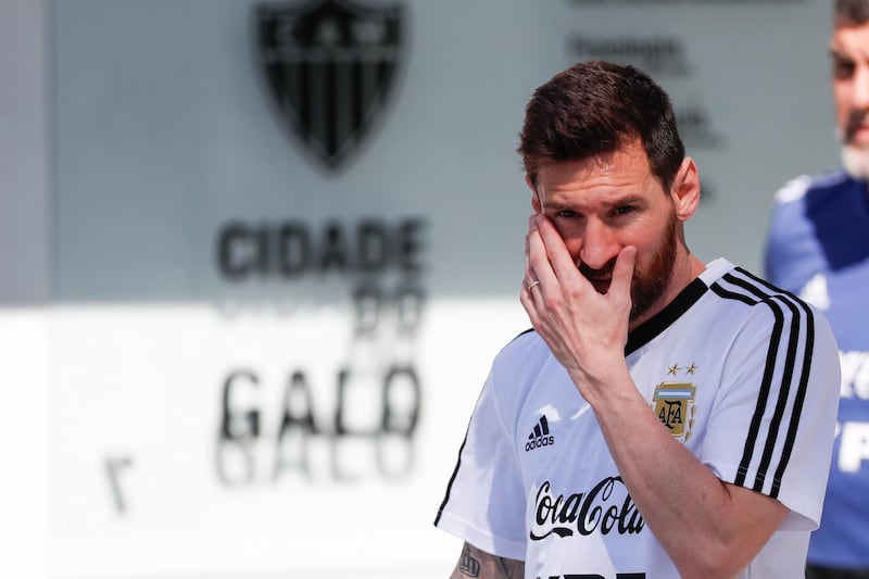 Argentina captain Lionel Messi attends a training session, a day before facing Paraguay in their second Group B match at the Copa America 2019, in Belo Horizonte, Brazil. EPA