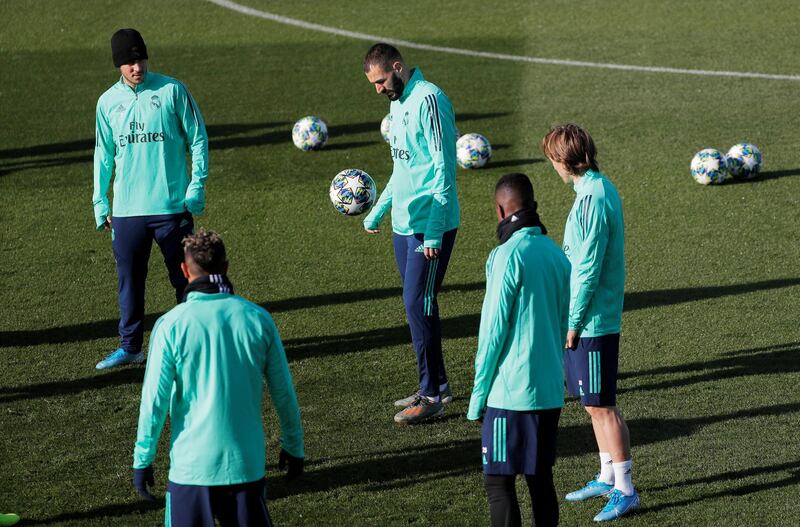 Real Madrid squad during training. Reuters