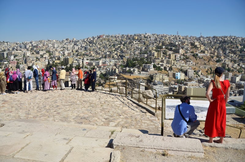 Visitors at the Amman Citadel in Jordan. Last month, the government praised a 'rapid and remarkable' recovery for its tourism industry after the coronavirus outbreak in 2020.