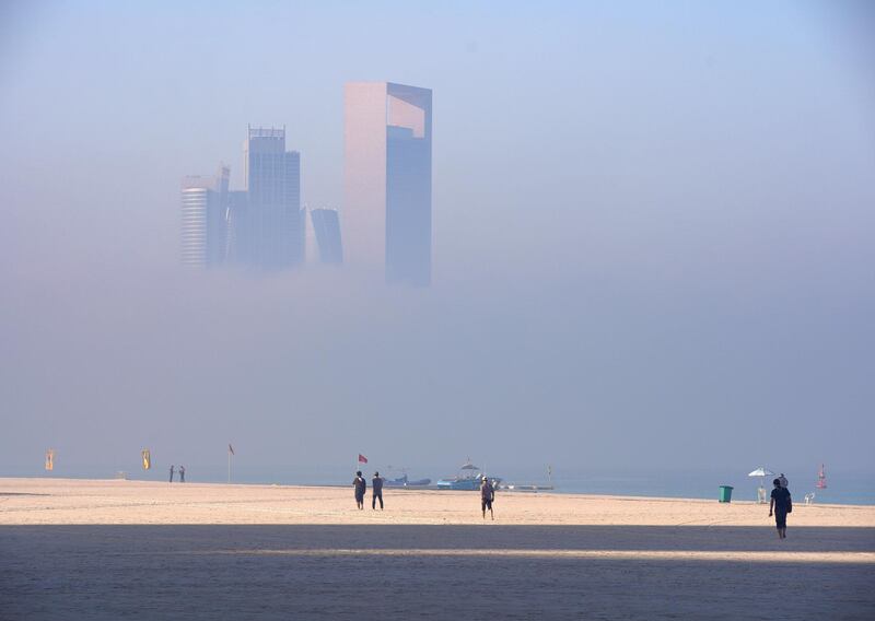 Abu Dhabi, United Arab Emirates, February 5, 2021.  Foggy morning along the Corniche.
Victor Besa/The National
Section:  NA/Weather