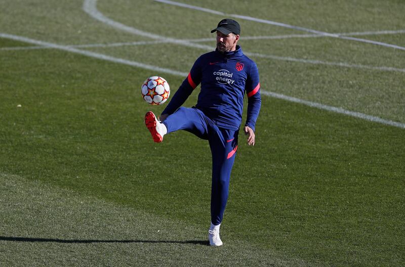 Atletico Madrid coach Diego Simeone during training. Reuters