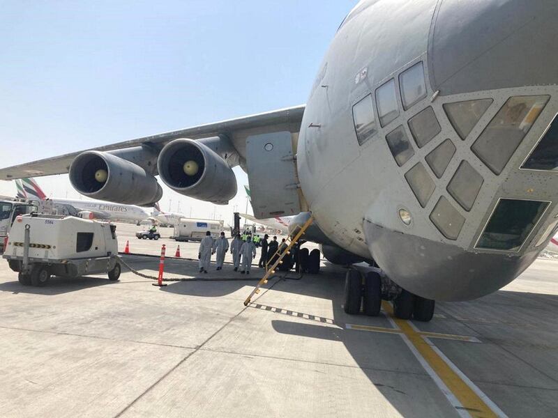 IAF's IL-76 aircraft has airlifted 3 empty cryogenic containers from Jamnagar to Al Maktoum, Dubai. Indian Oil Corporation Ltd has coordinated for these containers which will be filled up with Liquid Medical Oxygen at Dubai and brought back by ship to India. India Ministry of Defence