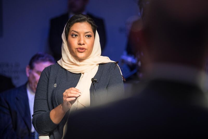 H.R.H. Princess Reema Bint Bandar Al-Saud, Vice-President for Development and Planning, Saudi Arabian General Sports Authority, Saudi Arabia during the Session "Building Saudi Arabia's Future Economy " at the Annual Meeting 2018 of the World Economic Forum in Davos, January 25,  2018.

Copyright by World Economic Forum / Boris Baldinger