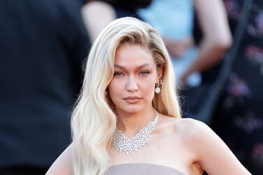 Gigi Hadid dons elaborate jewellery on the Cannes red carpet in 2023. Getty Images
