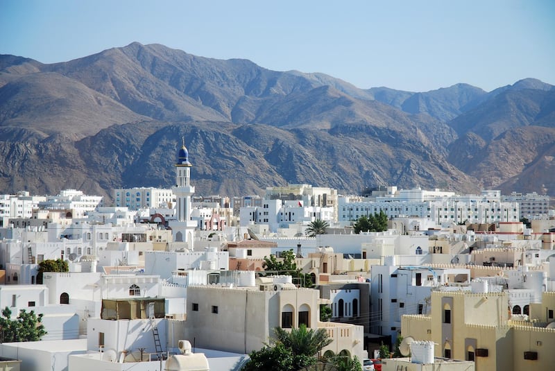 Muscat, Al Khuwayr, Oman. A typical landscape of Muscat, with rocky mountains just behind the city. Getty Images