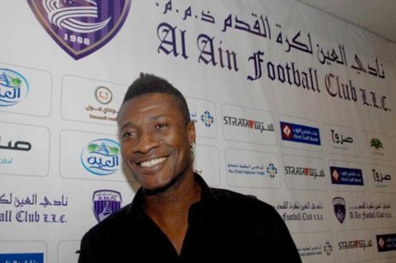 With the start of the new season just around the corner, Asamoah Gyan is all smiles as Al Ain's newest foreign signing.