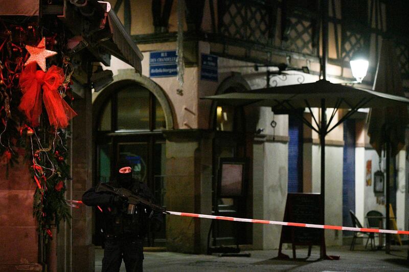 A policeman patrols in Strasbourg. AFP