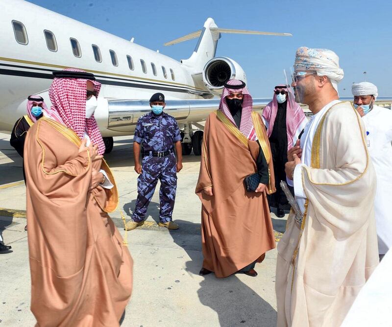 Prince Faisal bin Farhan Al Saud, Minister of Foreign Affairs of the Kingdom of Saudi Arabia arrives in Oman. ONA