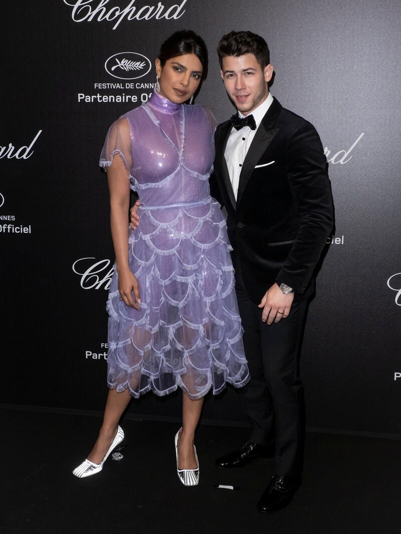 Priyanka Chopra Jonas and Nick Jonas attend the Chopard Love Party during the Cannes Film Festival on May 17, 2019. EPA