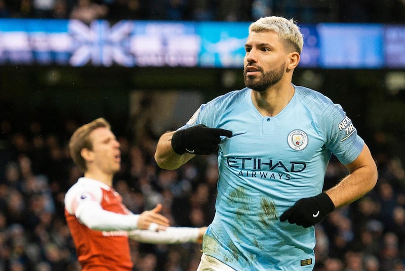 Striker: Sergio Aguero (Manchester City) – The scourge of Arsenal. The Argentinian’s 14th City hat-trick was evidence of his predatory streak and ruthlessness. EPA