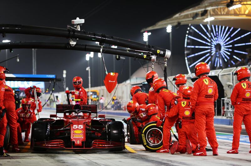 Carlos Sainz in the pitlane at Bahrain International Circuit. Getty