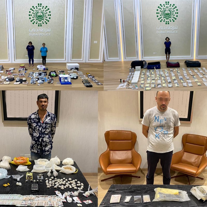 Dubai Police seized more than a tonne of drugs and arrested 91 suspects to thwart a nationwide crime plot. Photo: Dubai Police