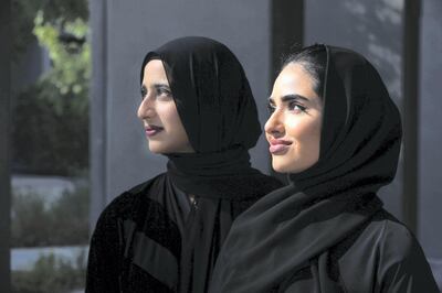 Abu Dhabi, United Arab Emirates - December 06, 2018: Two seniors from NYU Abu Dhabi, Majida Al Maktoum (R) and Amal Al Gergawi, have been selected as 2019 UAE Rhodes Scholars. Thursday the 6th of December 2018 at New York University, Abu Dhabi. Chris Whiteoak / The National