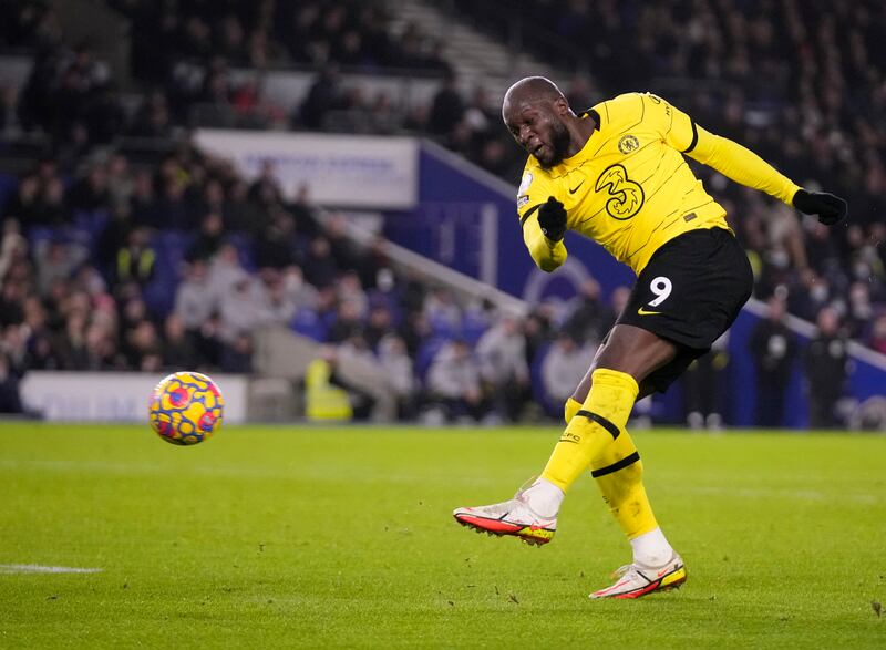 Chelsea's Romelu Lukaku kicks the ball at goal. AP Photo