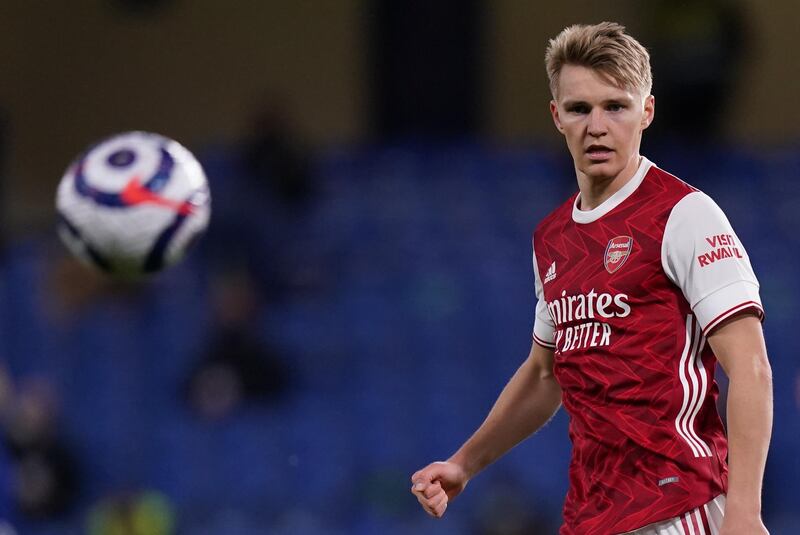 Arsenal's Martin Odegaard in action. EPA