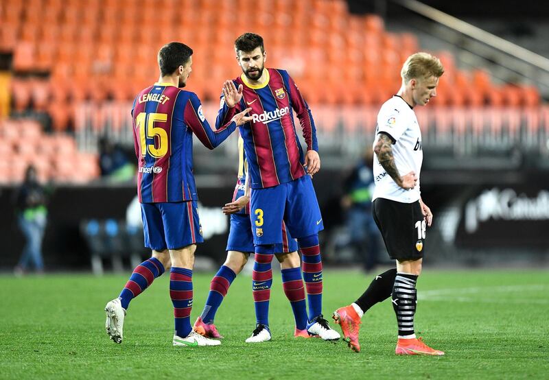 Gerard Pique 6 - A dominant display in the air from the experienced defender but the 34-year-old’s lack of pace made him uncomfortable dealing with balls in behind. Getty Images