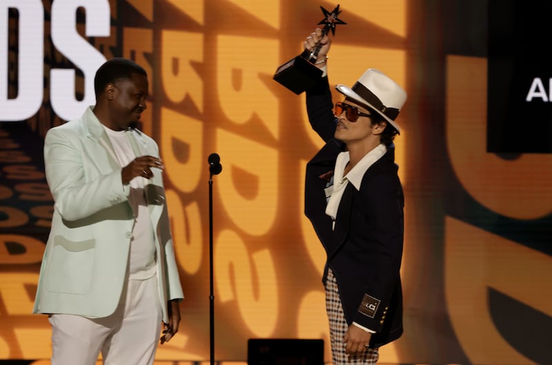 Bruno Mars onstage at the event. AFP
