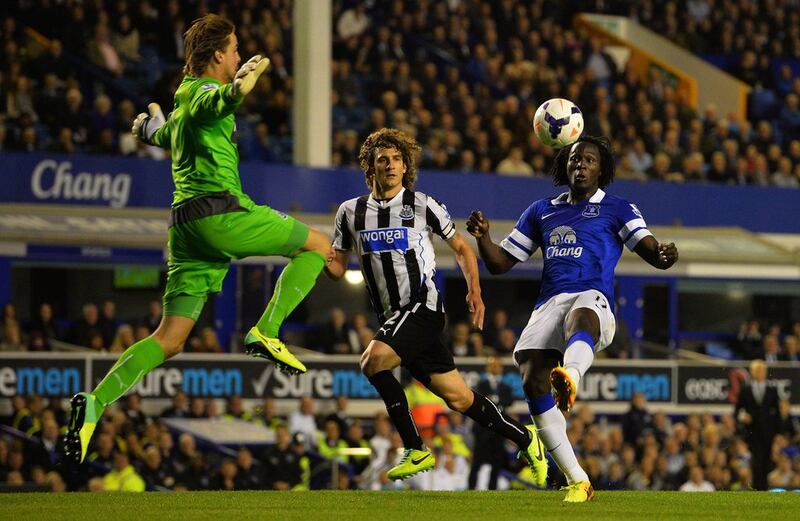 Romelu Lukaku during his loan spell at Everton from Chelsea for the 2013/14 season. AFP