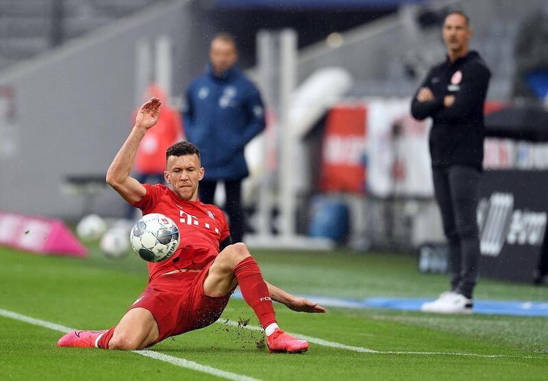 Bayern Munich's Ivan Perisic attempts to keep the ball in play. EPA