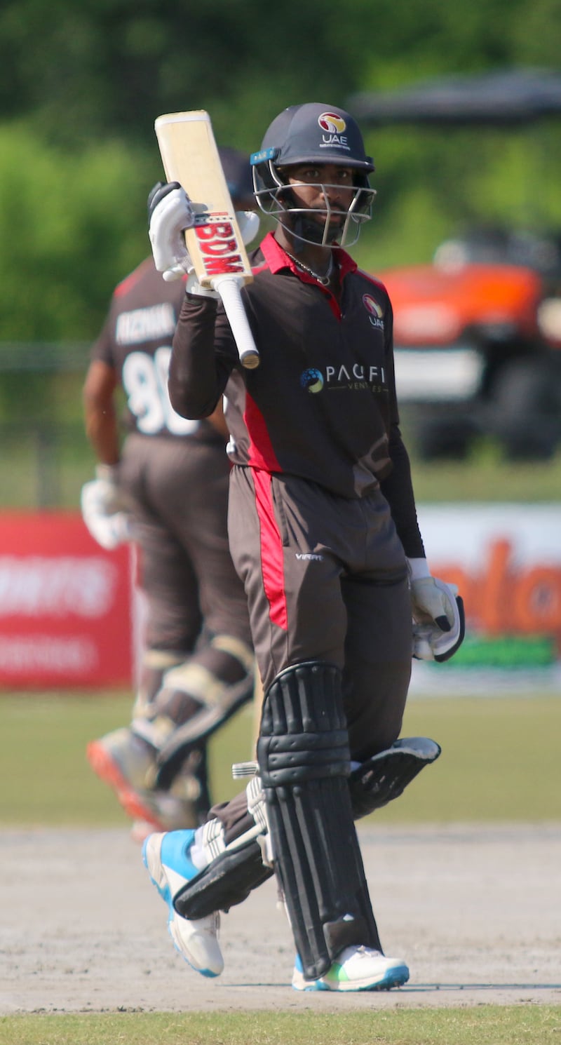 Vriitya Aravind top scored for UAE with 54 in the win over Scotland in the World Cup League 2 in Texas.