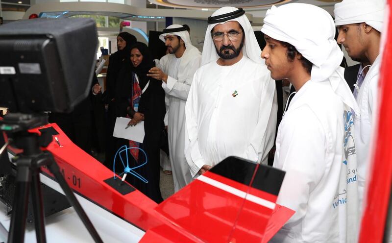 Sheikh Mohammed bin Rashid, Vice President and Ruler of Dubai, attended a ceremony for the competition, honouring 50 young Emirati scientists who won the contest.