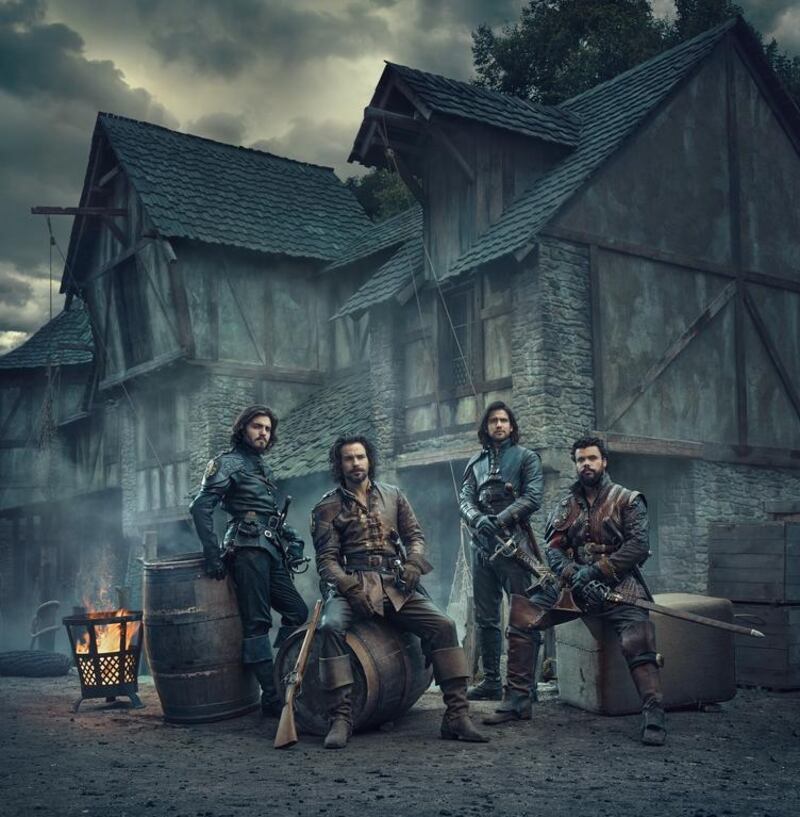 Santiago Cabrera, Tom Burke, Luke Pasqualino and Howard Charles in The Musketeers.