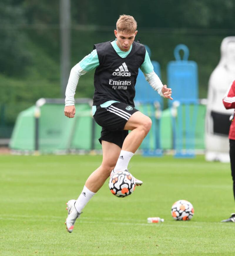 Emile Smith Rowe during training.