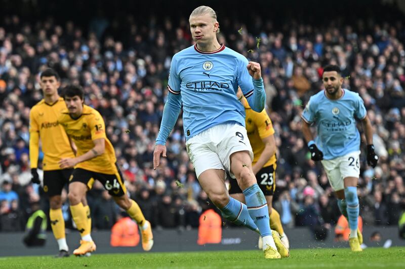 CF: Erling Haaland (Manchester City): It’s all getting a bit ridiculous now. The Norwegian striker scored his fourth hat-trick of the league season to take his goals tally to 25. He would have already won the last four Golden Boots – and he still has 18 games to go. AFP